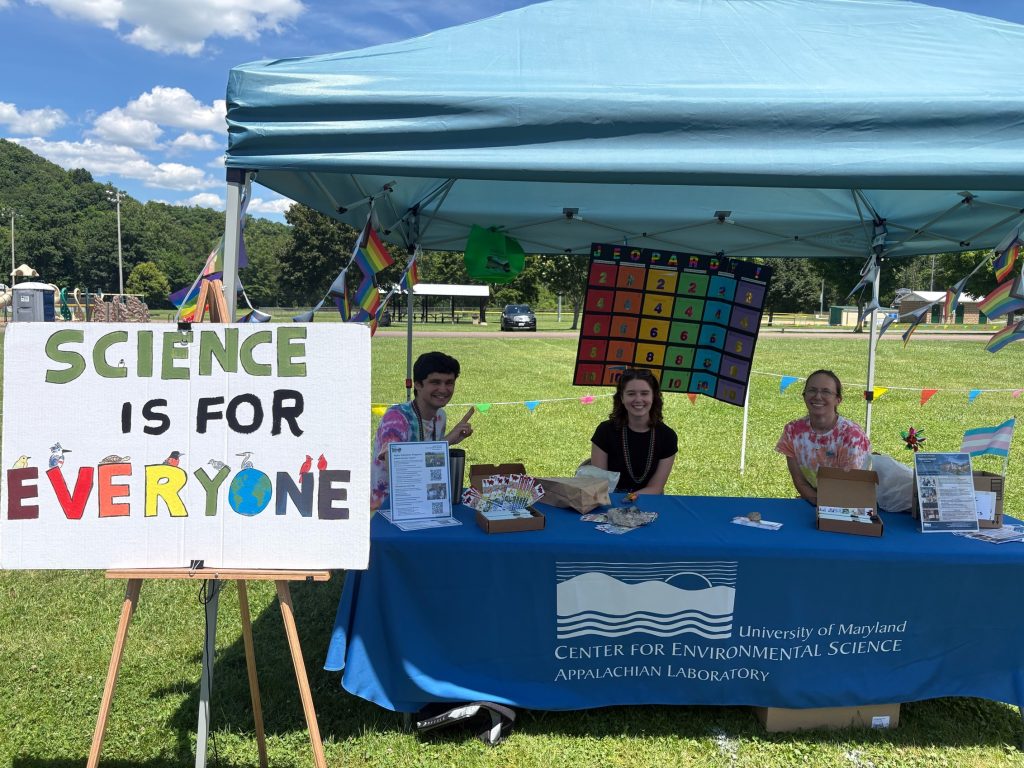 AL DEI group members working at a table at Garrett County PRIDE festival.